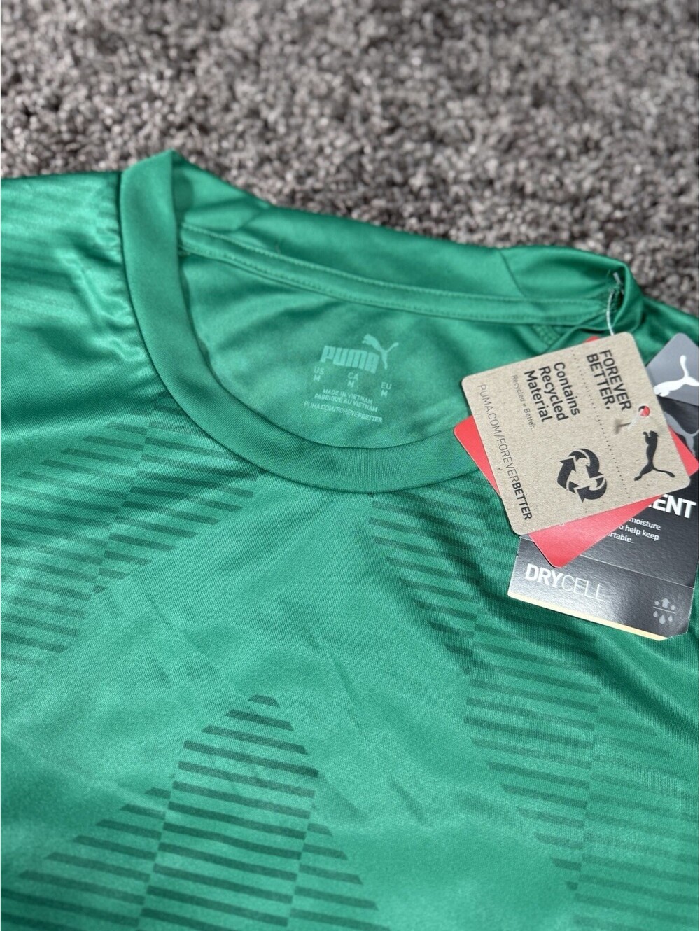 PUMA DRYCELL Green Short Sleeve Soccer Jersey Polyester Size Medium